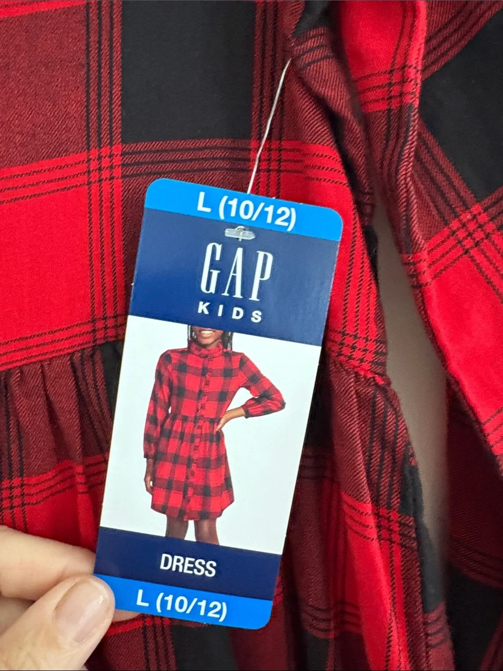 Gap Kids Red and Black Buffalo Plaid holiday dress NWT Girls Size Large 10-12